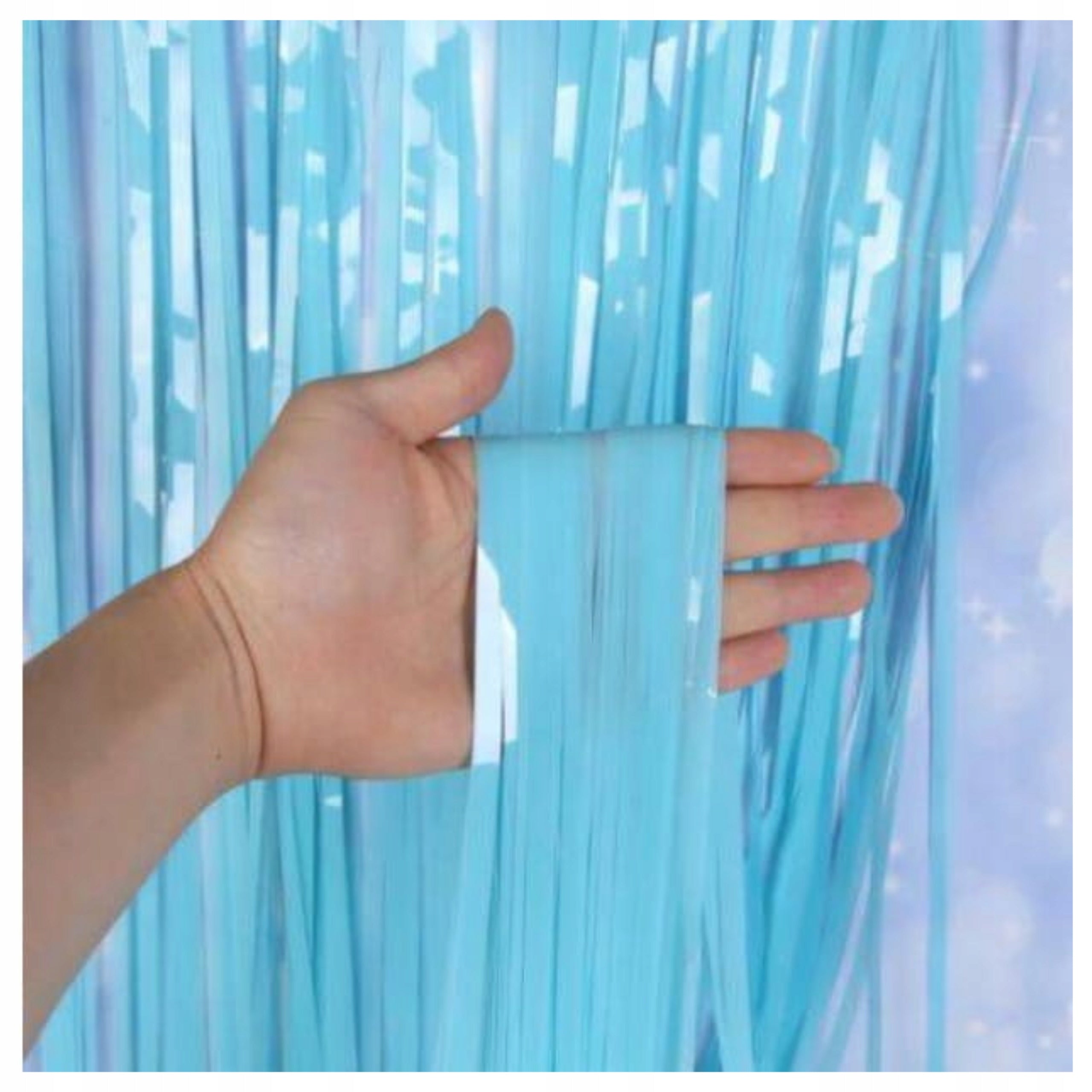 Błękitna kurtyna imprezowa 100x200 cm 🎉 TŁO DO ZDJĘĆ | ŚCIANKA URODZINY WESELE BABY SHOWER HIT!