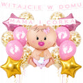 Zestaw Balonów na Powitanie Dziecka Dziewczynka – WITAJCIE W DOMU + Imię | Baby Shower, Narodziny Córki, Dekoracje z Helem