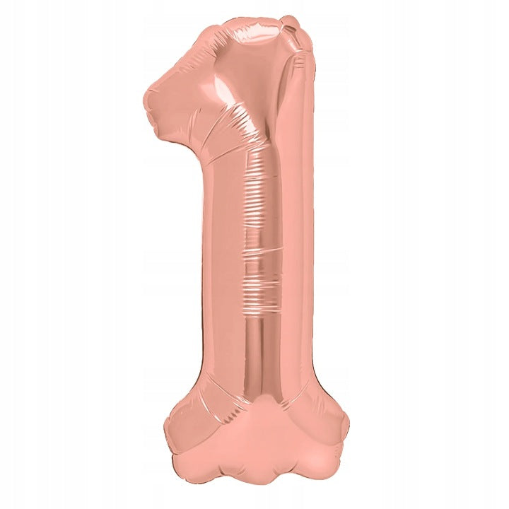 Zestaw balonów na roczek ROSE GOLD + girlanda personalizowana | Dekoracje na 1 urodziny dziewczynki
